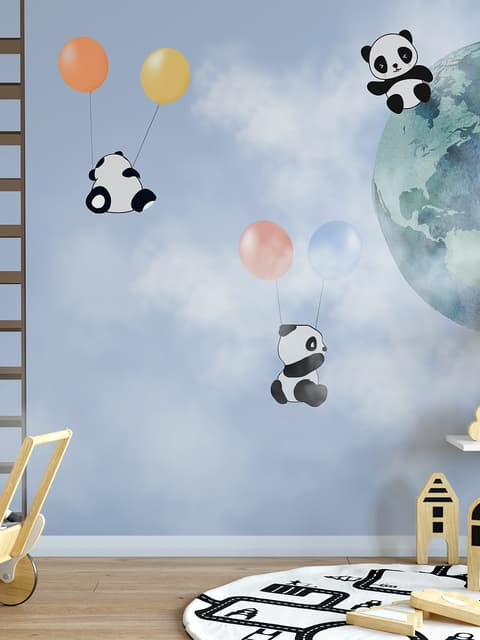 Cartoon-Pandas im Himmel Fototapete