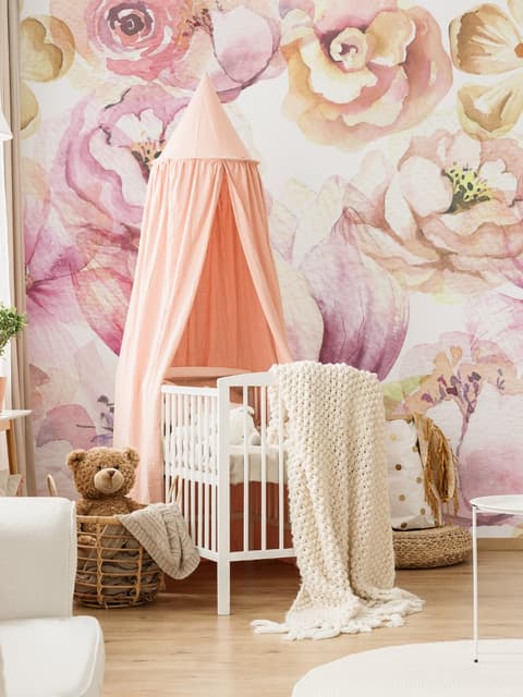 Pink Peony Floral Bouqet Pattern Wallpaper Mural