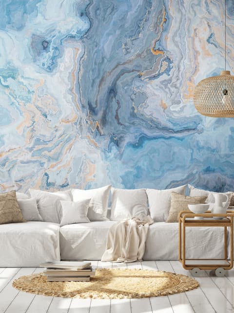 Turquoise Wave Pattern Wallpaper Mural