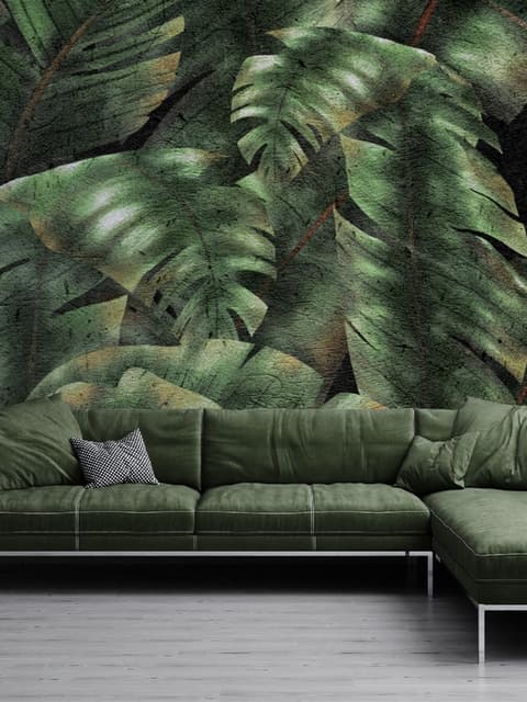 Dark Banana Leaf Wallpaper Mural