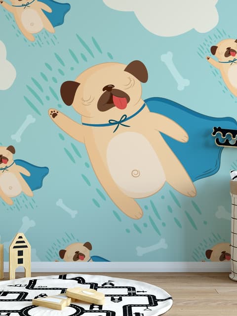 Papier peint panoramique motif chien de compagnie cartoon