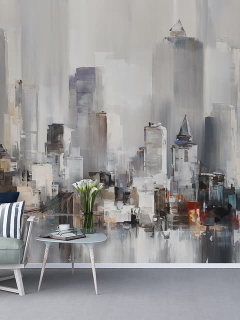 Watercolor Painting New York City Landscape Wallpaper Mural