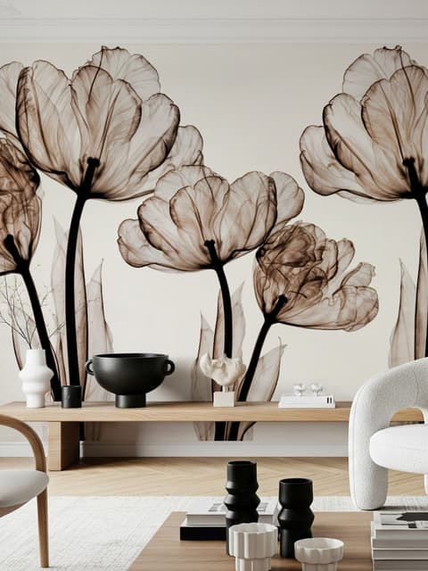 Transparent Floral Art Wallpaper Mural