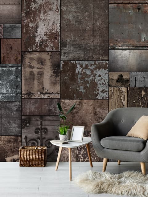 Dark Stone Wall Pattern Wallpaper Mural
