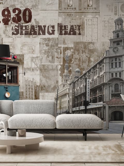 Vintage Shanghai City Wallpaper Mural