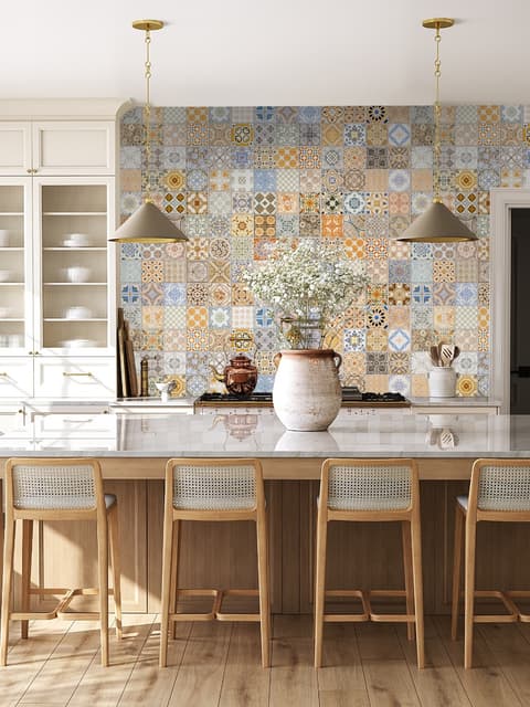 Faux Ceramic Tiles Wallpaper Mural