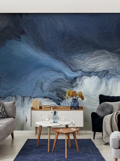 Abstract Dark Blue Brush Wallpaper Mural