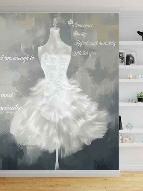 Papier peint panoramique de la robe de mariée en aquarelle