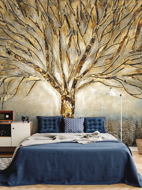 Watercolor Leafless Autumn Trees Wallpaper Mural