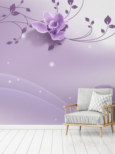 Fototapete 3D Optik Lila Blumen