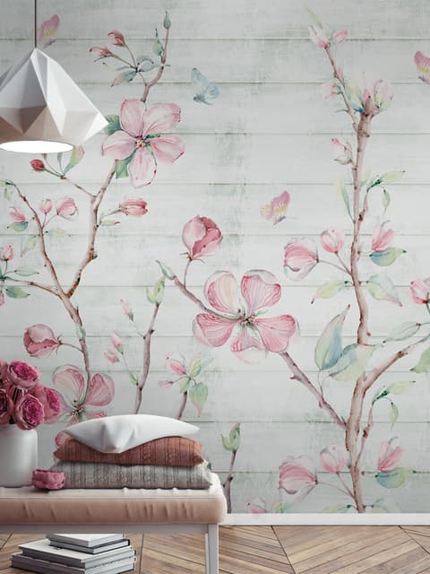 Watercolor Cherry Blossom Wallpaper Mural
