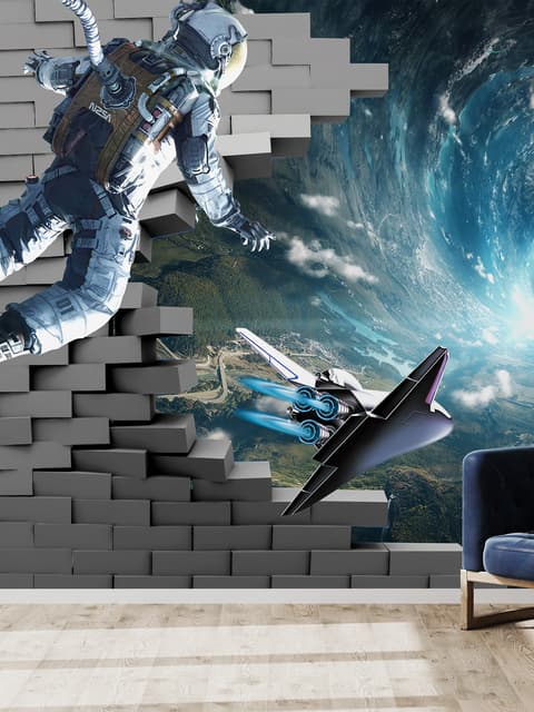 Papier peint panoramique astronaute et galaxie étoilée