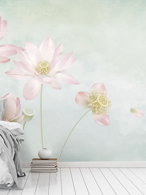 Light Pink Lotus Flower Wallpaper Mural