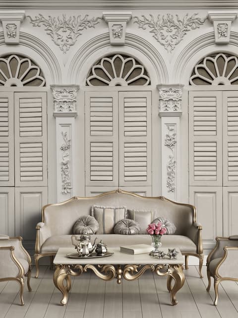 Faux Window Shutter Wallpaper Mural