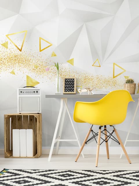 Geometric Yellow Trigon Pattern Wallpaper Mural