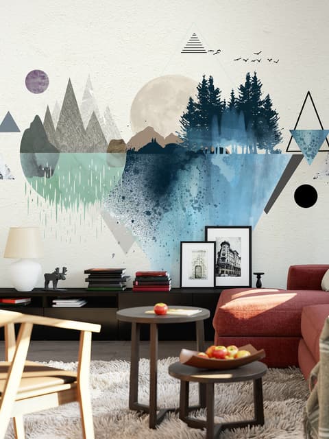 Forest Geometric Pattern Wallpaper Mural