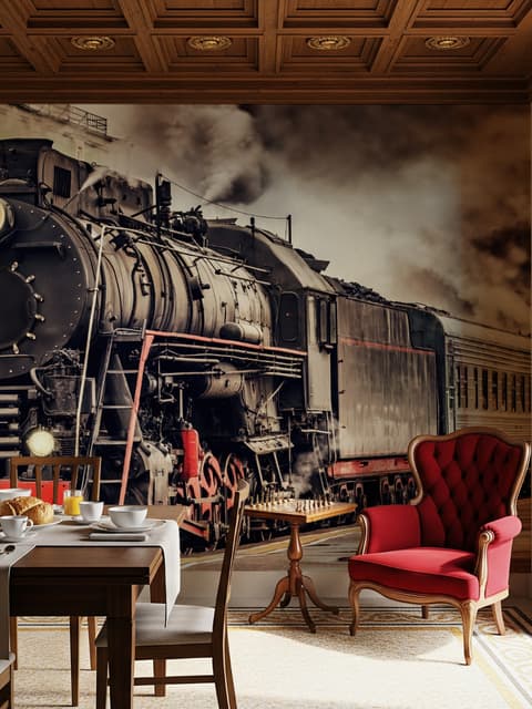 Vintage Train Wagon Railway Wallpaper Mural