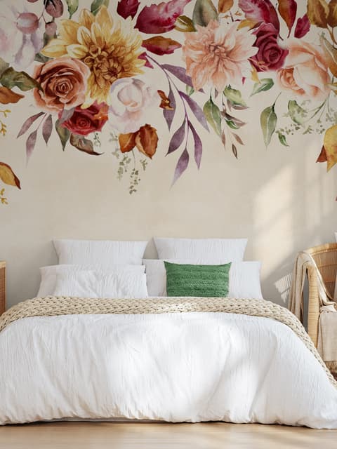 Vintage Pink Floral Wallpaper Mural