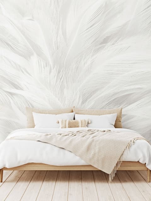Monochrome Feather Pattern Wallpaper Mural