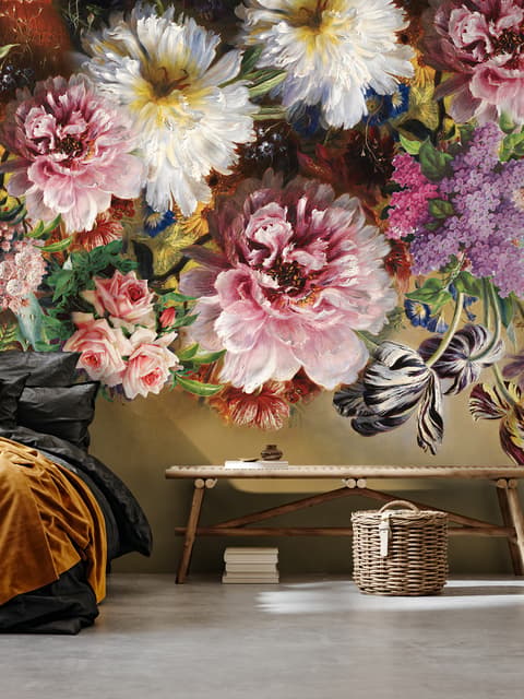 Retro Colorful Flowers Wallpaper Mural