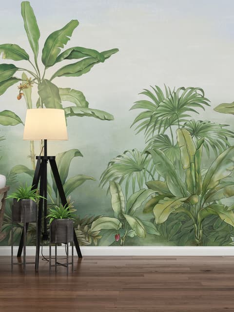 Tropical Rainforest Drawing Art Wallpaper Mural