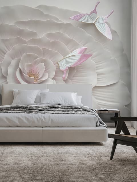 3D-Effekt Blumen- und Schmetterlings-Fototapete