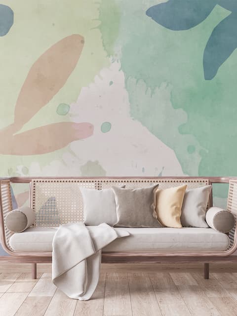 Watercolor Abstract Flowers Wallpaper Mural