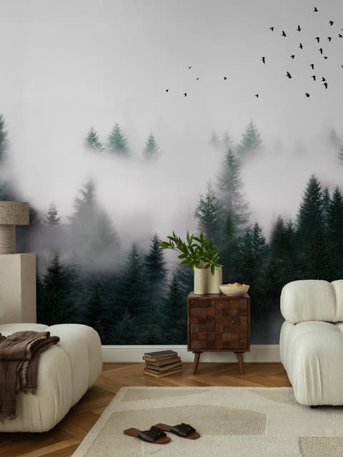 Dark Forest Misty Landscape Wallpaper Mural