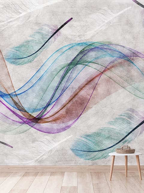 Colorful Abstract Feather Wallpaper Mural