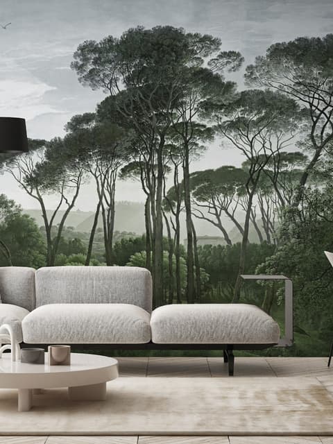 Papier peint forêt tropicale et cerfs à cornes
