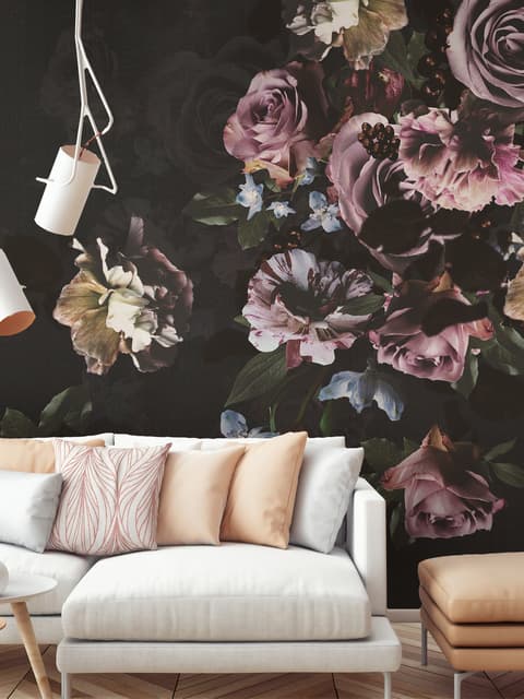 Dark Rose Floral Bouqet Wallpaper Mural