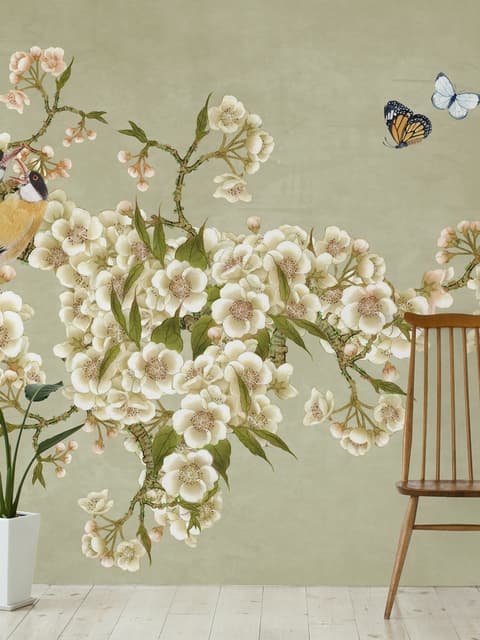 Cream Begonia Blossom Floral Art Wallpaper Mural