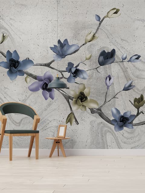 Retro Magnolia Blossom Wallpaper Mural