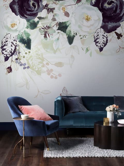 Dark Floral Art Wallpaper Mural