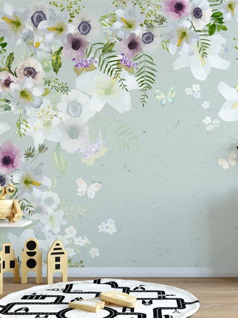 Purple Gray Poppy Flowers Wallpaper Mural
