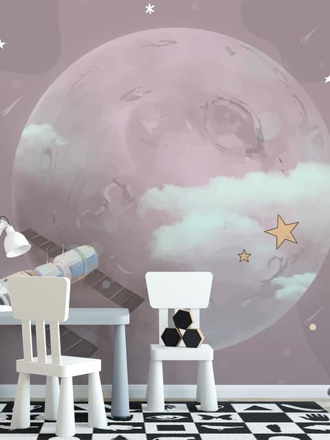 Cartoon Planets and Starry Space Wallpaper Mural