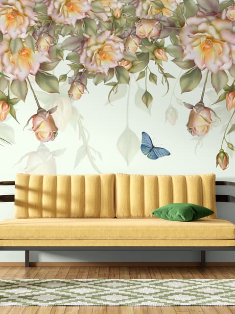Vintage Orange Roses Wallpaper Mural