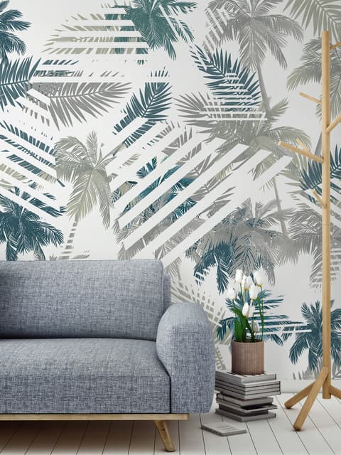 Vintage Tropical Leaf Pattern Wallpaper Mural