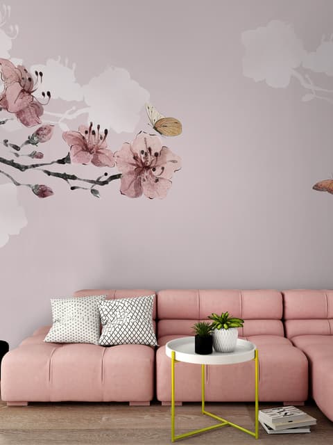 Cherry Blossom and Butterflies Wallpaper Mural
