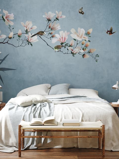 Pink Magnolia Floral Art Wallpaper Mural