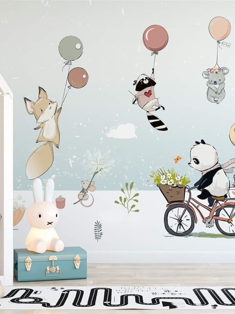 Cartoon Winter with Cute Animal Wallpaper Mural