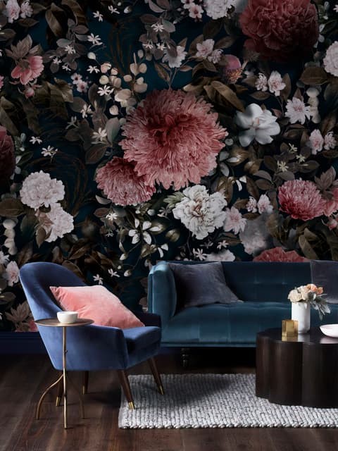 Vintage Dark Florals Wallpaper Mural