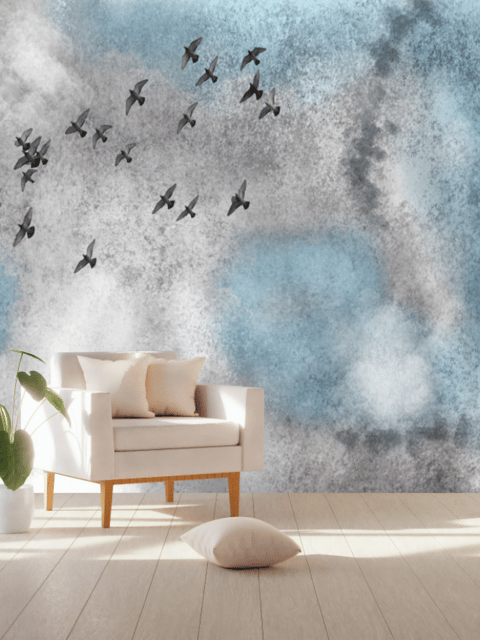 Papier peint panoramique art aquarelle éclaboussure