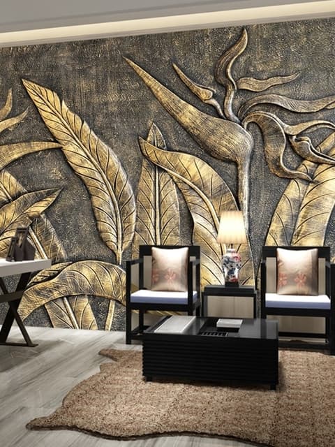 Tropical Birds of Paradise Sculpture Wallpaper Mural