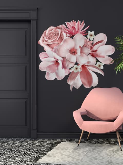 3D Floral Rosegold Daisy Lily Orchid Flower Bouqets Wall Decal Sticker