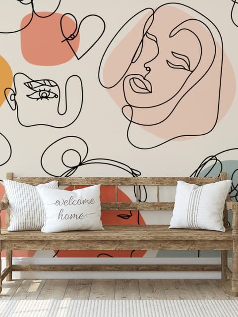 Colorful Abstract Faces Wallpaper Mural