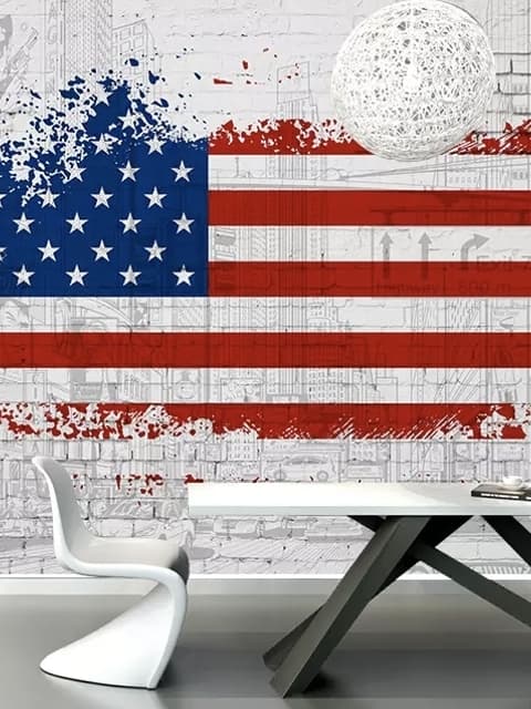 USA Flag with Statue of Liberty Wallpaper Mural