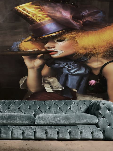 Girl Clown with a Cigar Wallpaper Mural