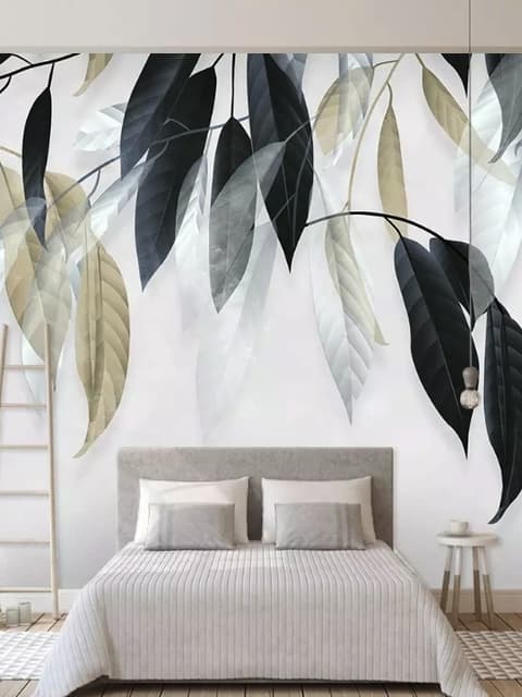 Dark Vintage Leaves Wallpaper Mural
