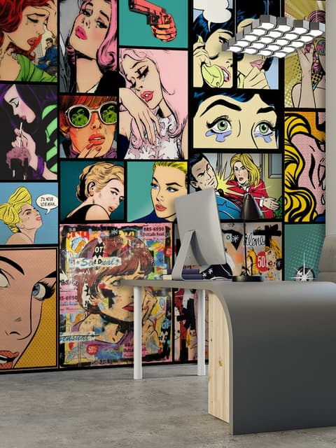Comic Pop Art Faces Wallpaper Mural